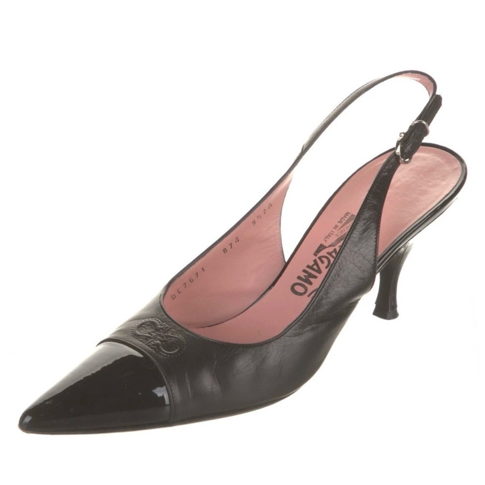 Salvatore Ferragamo Black Slingback Heels, Size 7